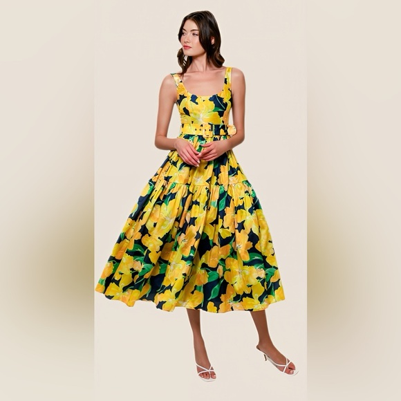 Hutch Alice Belted Tiered Maxi Dress Floral Shantung Size XXL - Picture 14 of 14